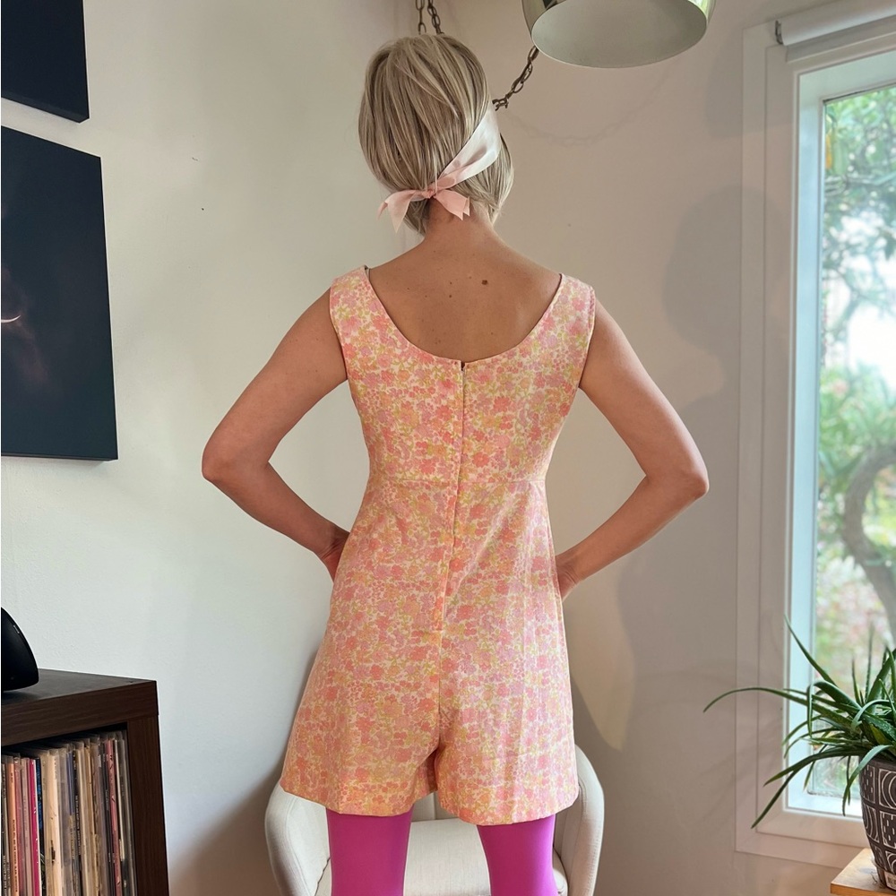 Vintage Pink Romper, Midcentury Women’s Floral Playsuit - Picture 5 of 10
